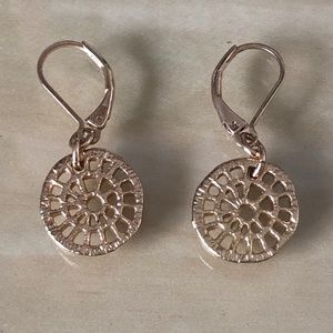 Imitation of gold earrings - Goldtone Filigree Disc Leverback Earrings